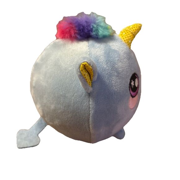 Squeezamals 2018 Series 2 Blue Unicorn Ball Plush Beverly Hills Teddy Bear Co. - Picture 4 of 8